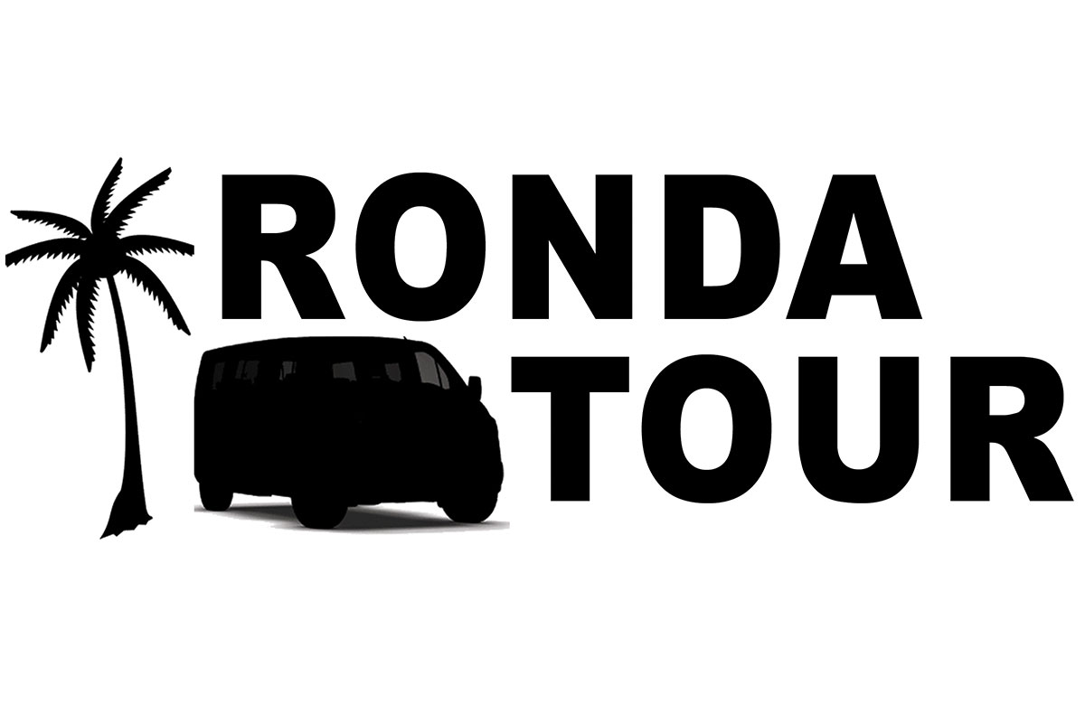 Le logo de Ronda Tour à Cannes sur la Côte d'Azur en France. Un Van et un palmier sont à cotés et le nom Ronda Tour est à leur droite.